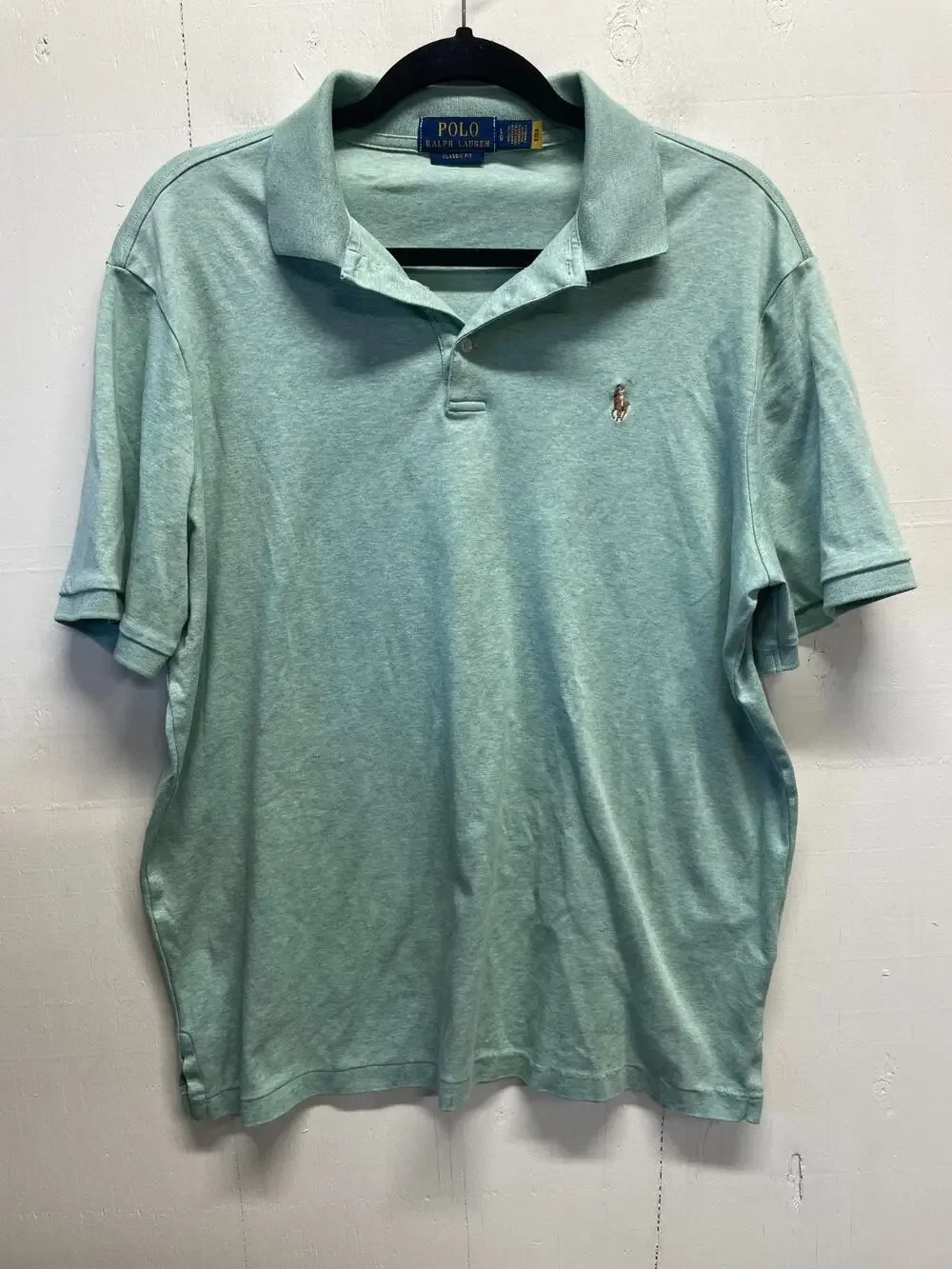 Ralph Lauren Polo Men’s Large Green Flesh Pony 100% Cotton Stretch Classic Fit